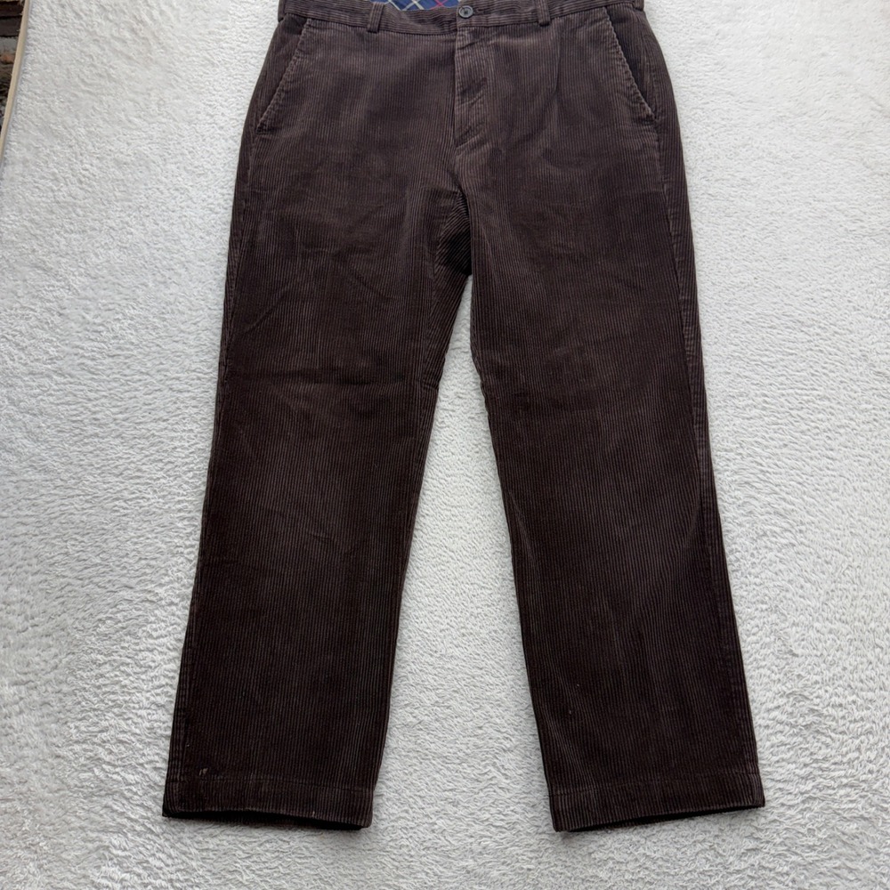 Brooks Brothers 346 Clark Men Brown Corduroy Pants 35x30 Straight Leg Cotton
